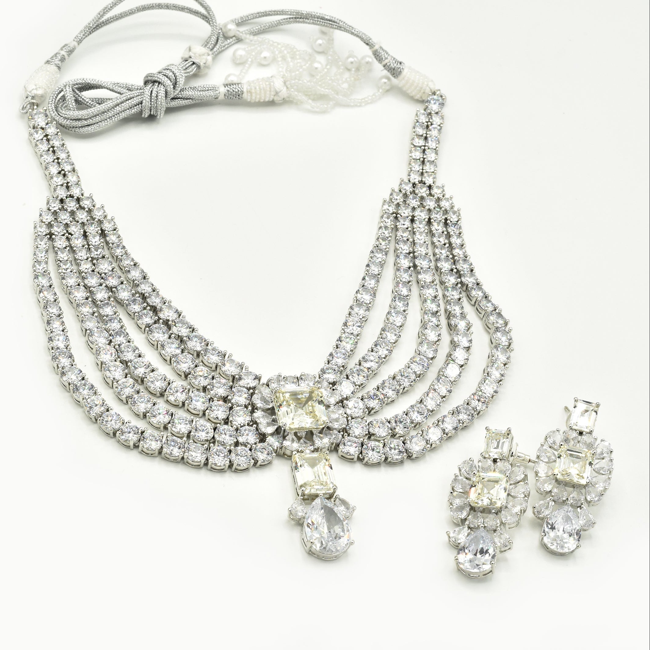Aayat Yellow Pendant Diamond Bridal Necklace Set