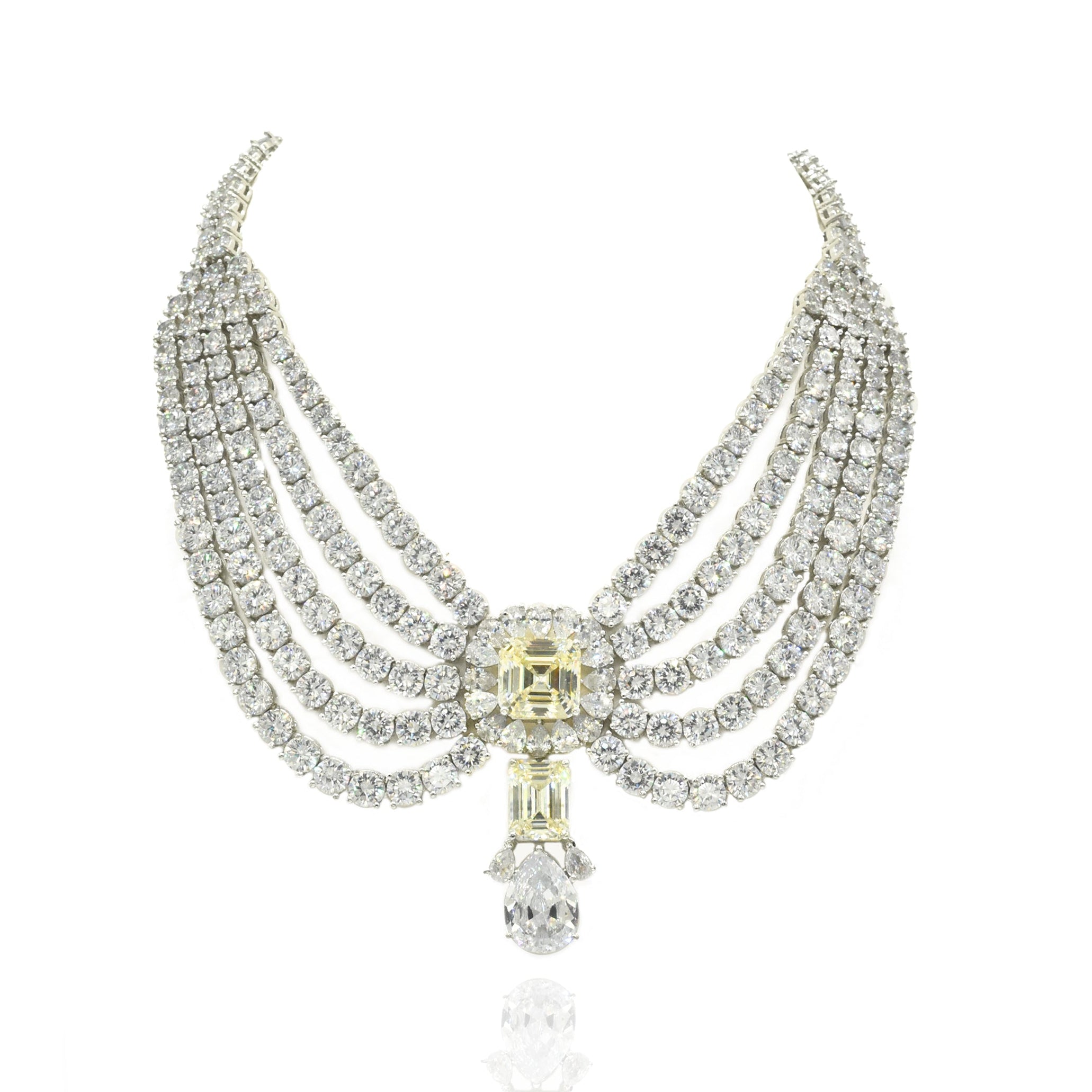 Aayat Yellow Pendant Diamond Bridal Necklace Set