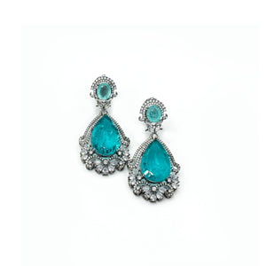 Jiya American Diamond Earrings Blue - The Pashm