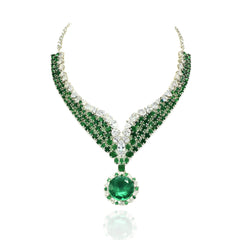 Ria Emerald Green Statement Necklace Set - The pashm