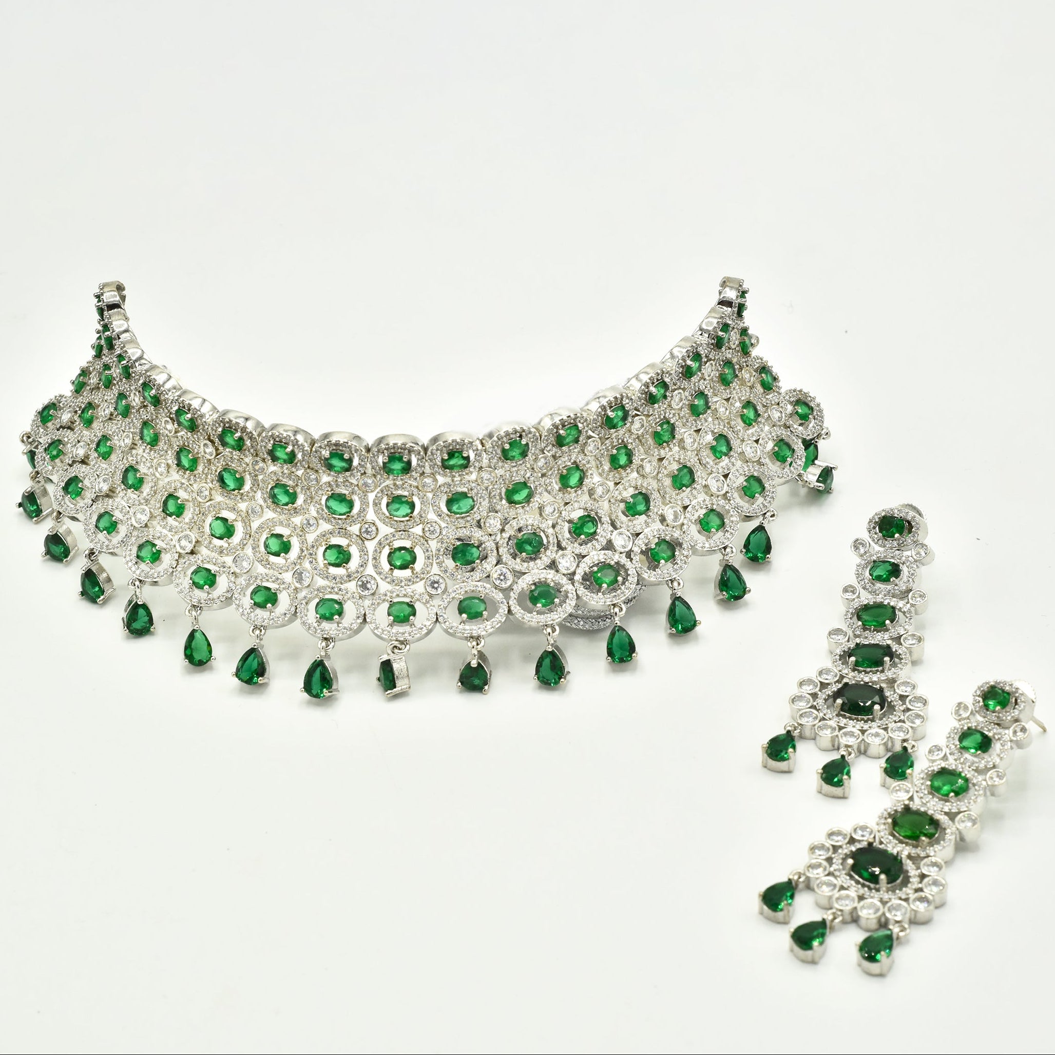 Warhi Emerald Green Crystal Choker Necklace - The Pashm