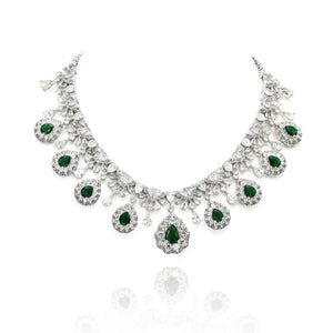 Rubeena Green Diamond Necklace Set - The Pashm