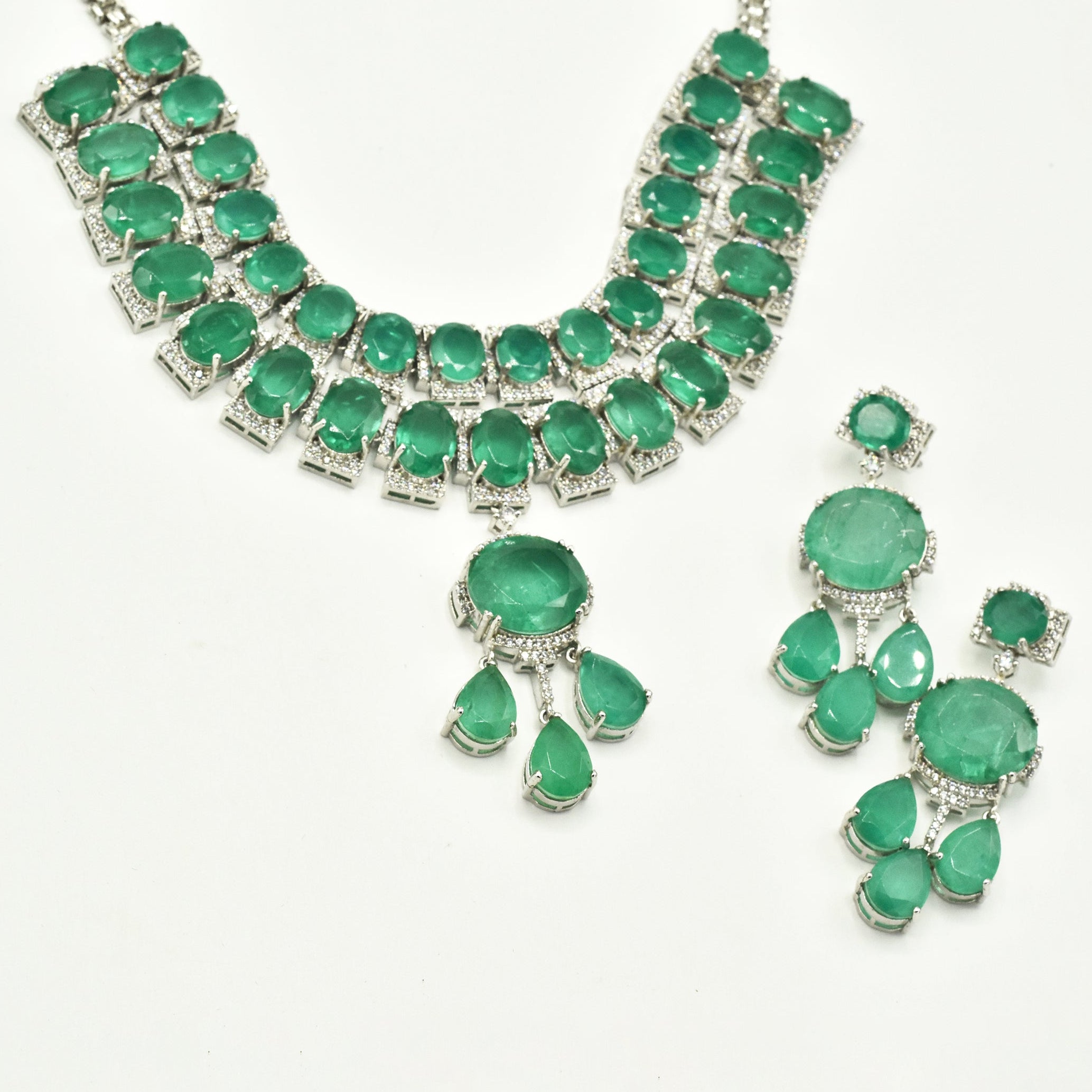 Regina Green Statement Necklace Set - The Pashm