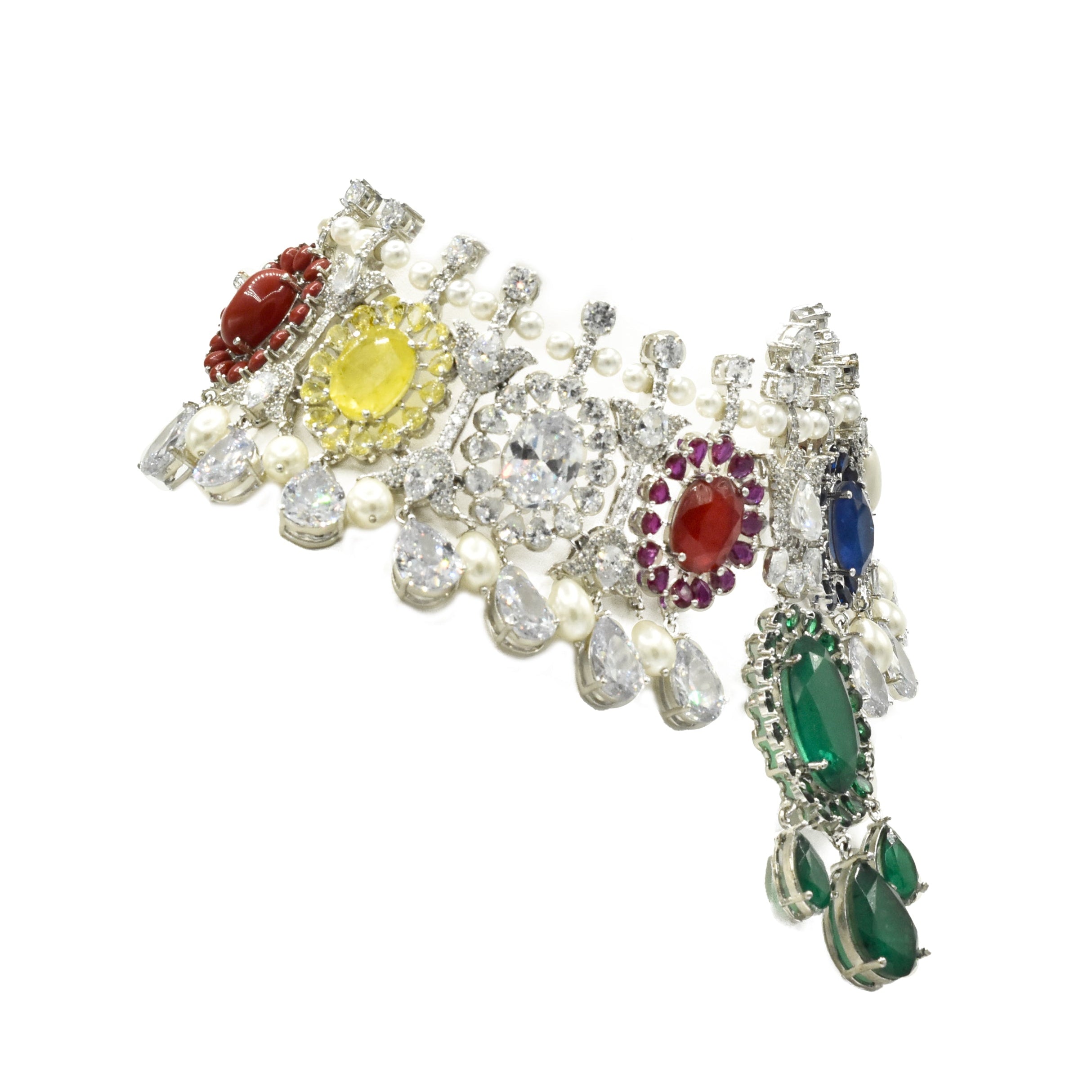 Anaya Multicolor Stone Statement Choker Set - The pashm