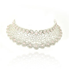 Tisya Pink American Diamond Bridal Choker Set - The Pashm