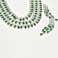 Ruma Emerald Green Layered Bridal Necklace Set - The Pashm