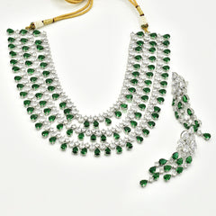 Ruma Emerald Green Layered Bridal Necklace Set - The Pashm