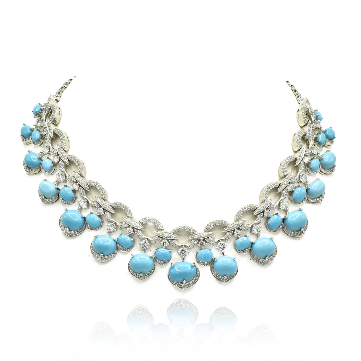 Hriti Turquoise Blue Statement Necklace Set - The pashm