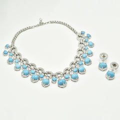 Hriti Turquoise Blue Statement Necklace Set - The pashm