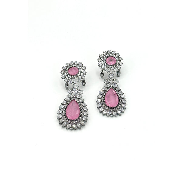 Vanya Antique Diamond Earrings Pink - The Pashm