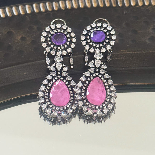 Vanya Antique Diamond Earrings Purple Pink - The Pashm