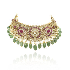 Meera Emerald Drop Polki Bridal Choker Set - The Pashm