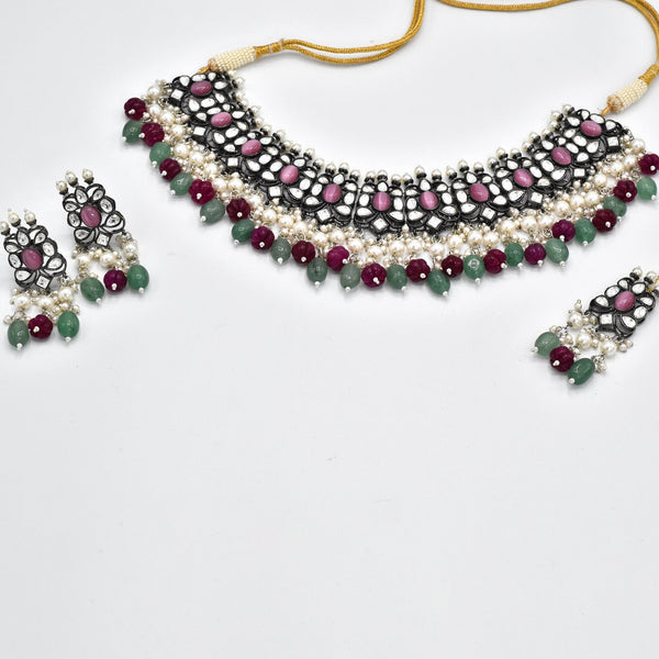 Akira Antique Silver Multicolor Necklace - The Pashm