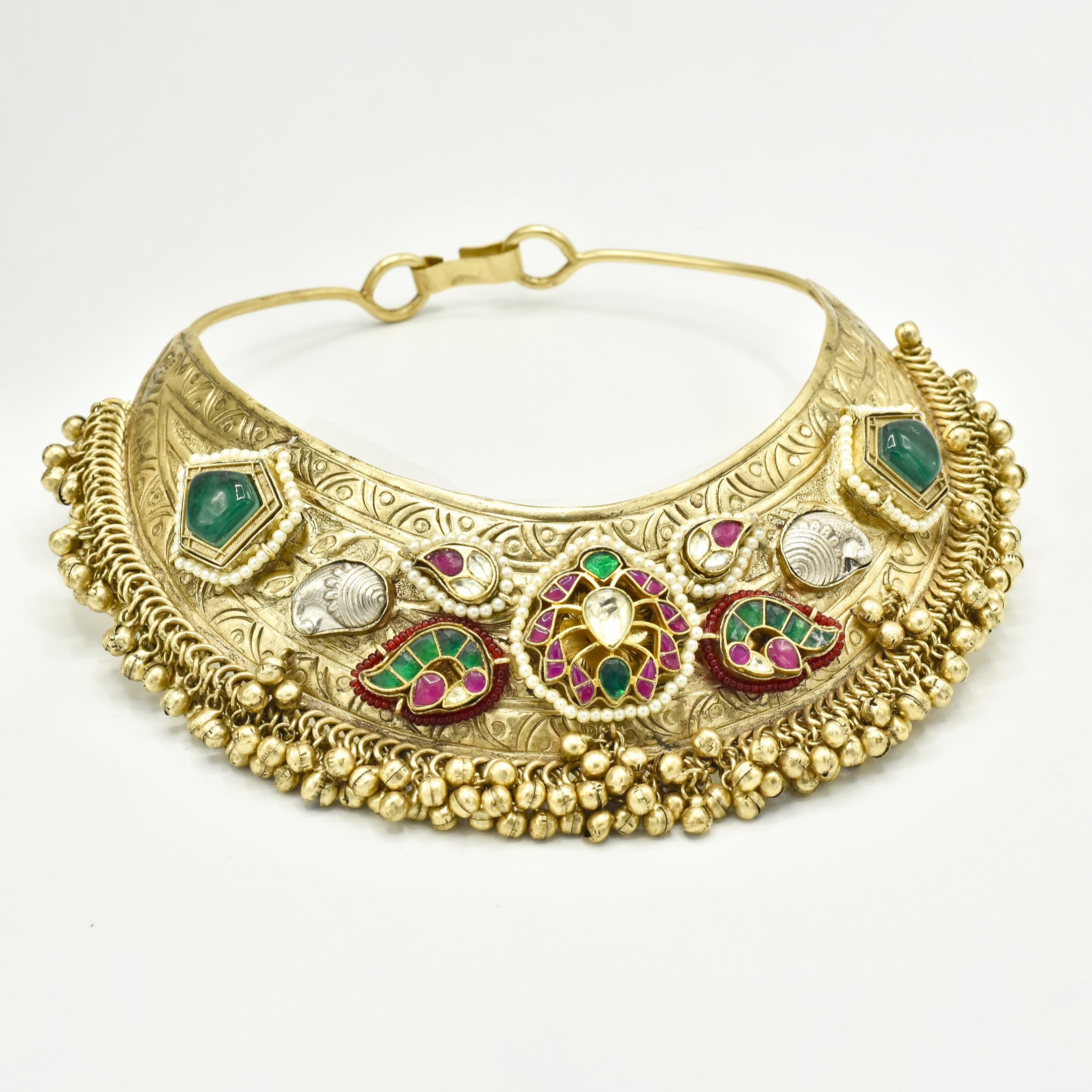 Rekha Fusion Pachi Kundan Charms Hasli - The Pashm