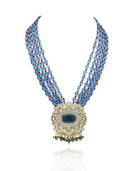 Nigaar Blue Crystal Necklace Set - The Pashm