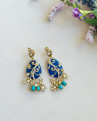 Novika Stone Designer Earrings Blue - The pashm