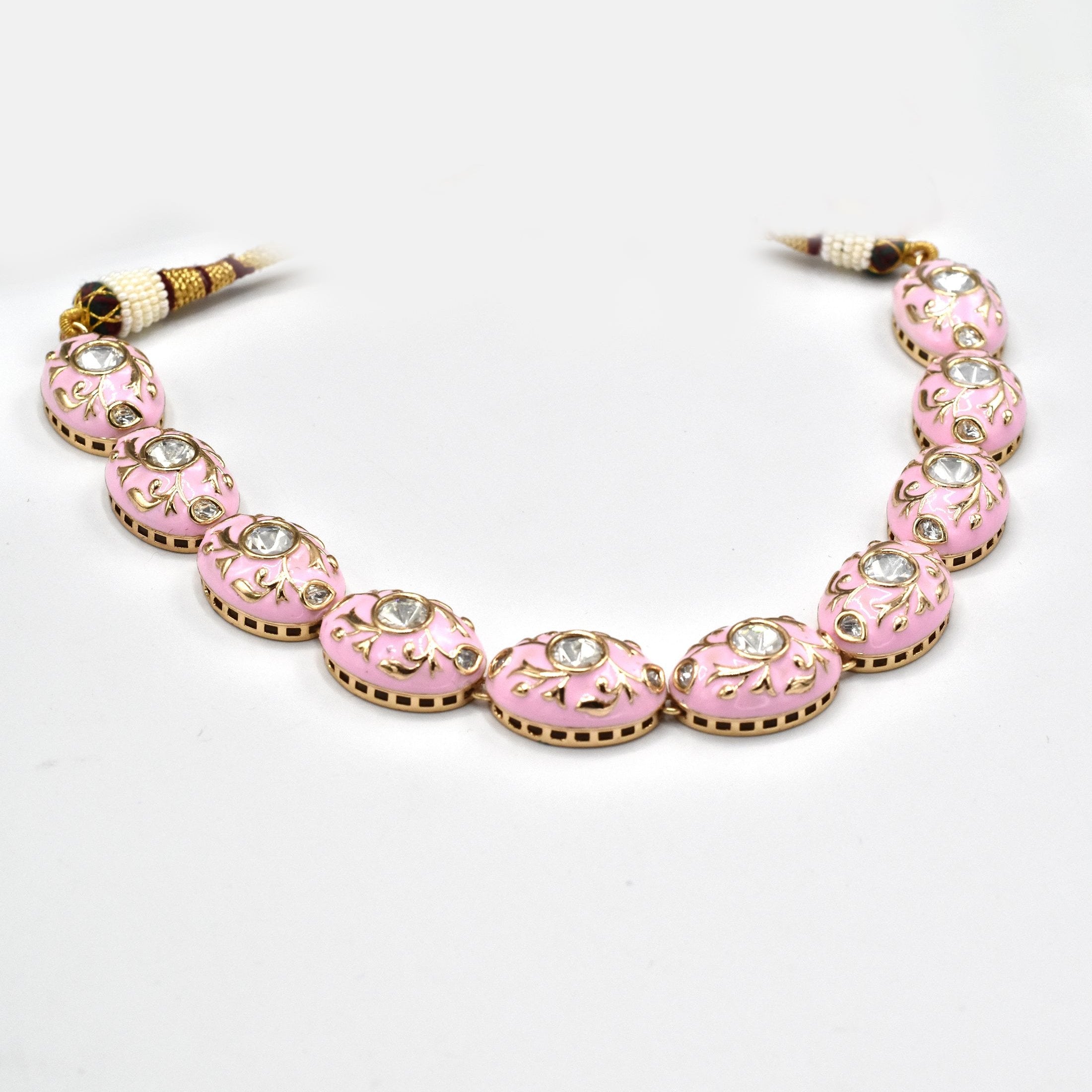 Erum Enamel Necklace Set Pink - The Pashm