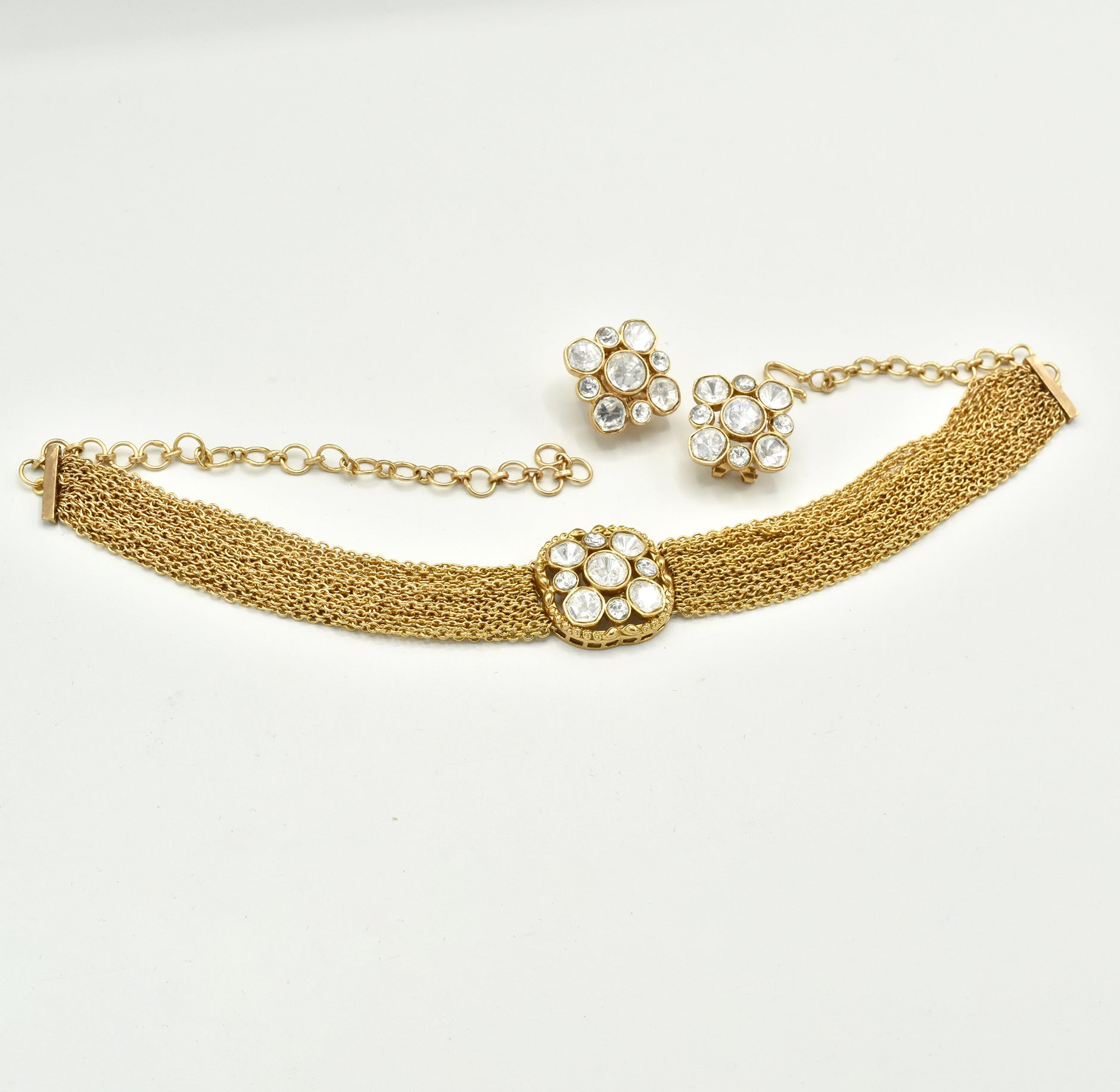 Zehra Antique Gold Multi-Chain Kundan Choker Necklace – The Pashm
