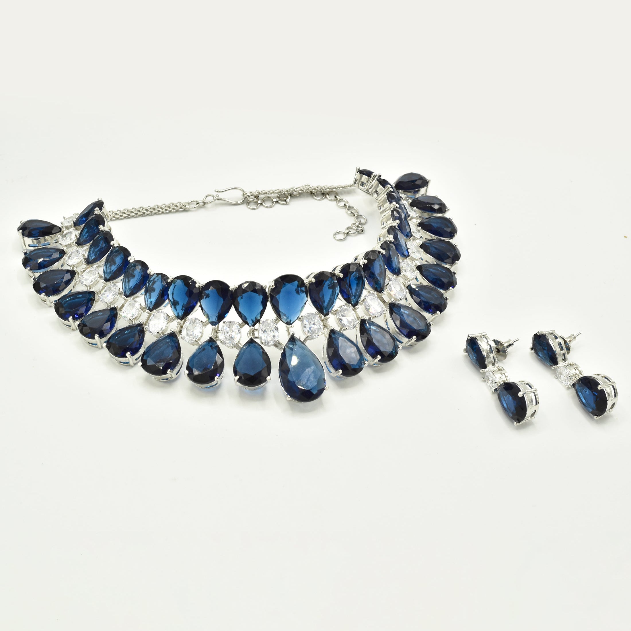 Emily Navy Blue Crystal Choker Necklace- the pashm