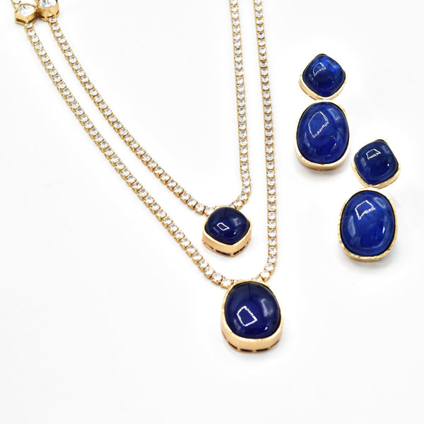 Amelia Navy Blue Crystal Necklace - The Pashm