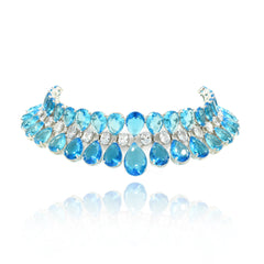 Emily Sky Blue Crystal Choker Necklace- the pashm
