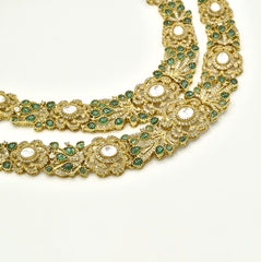 Urmila Green Polki Double Haar Set - The pashm