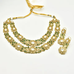Urmila Green Polki Double Haar Set - The pashm