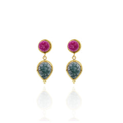 Leen Temple Druzy Earrings Pink Blue - The Pashm