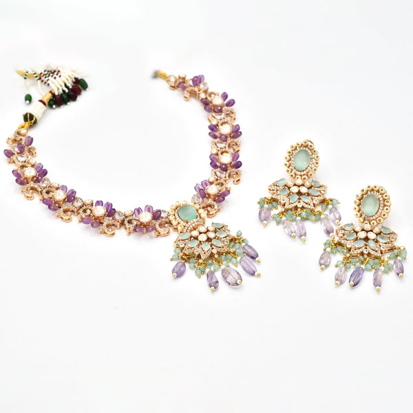 Jia Tourmaline Floral Necklace Set - The Pashm