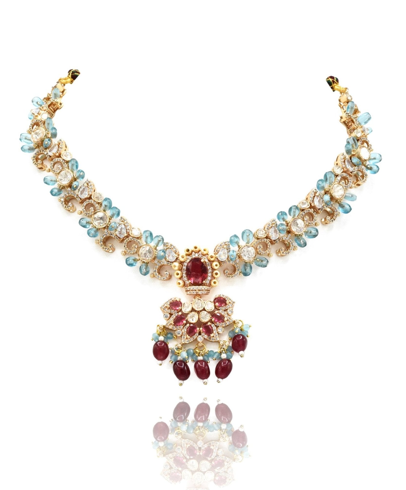 Jia Tourmaline Floral Necklace Set - The Pashm