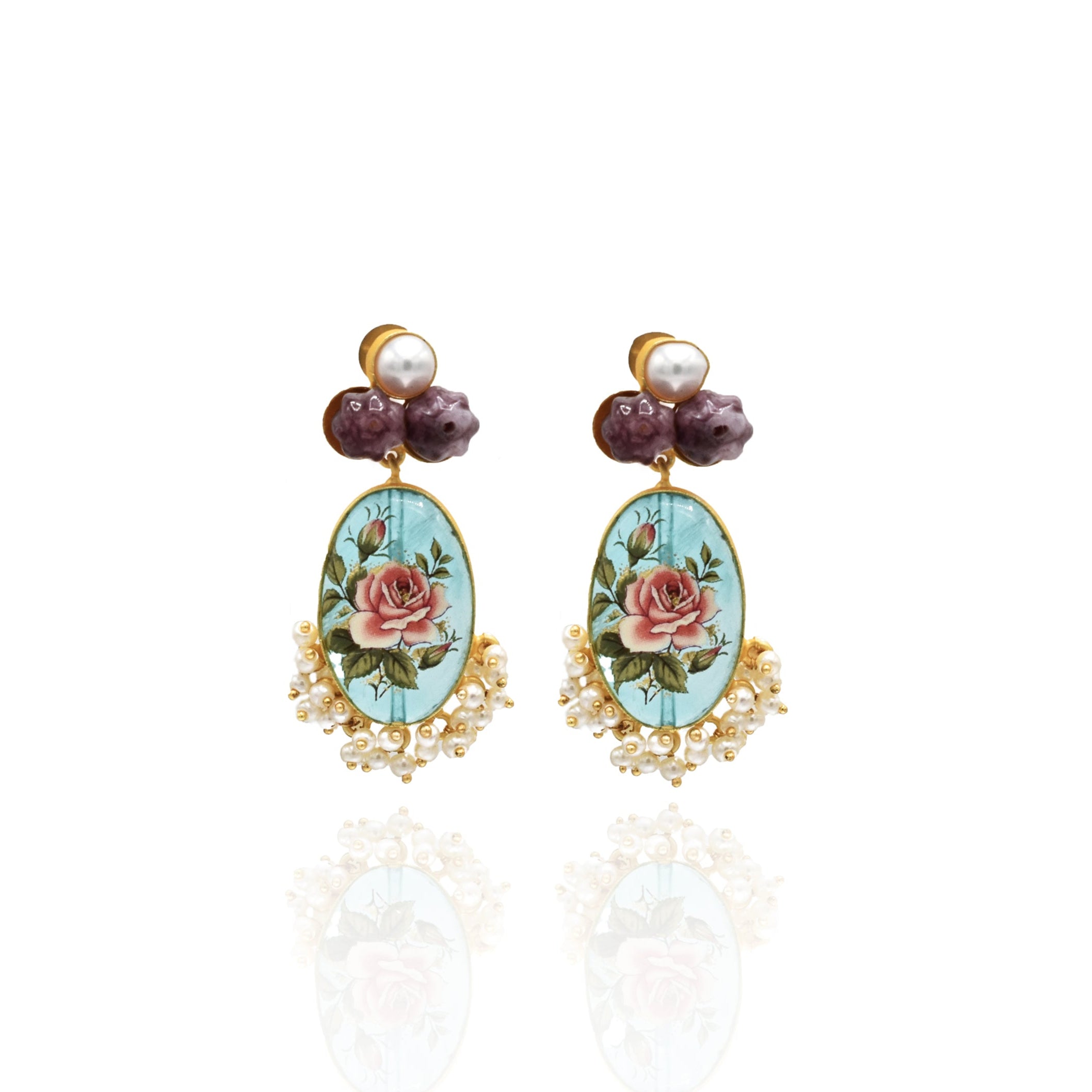 Eila Flower Stone Earrings - The pashm
