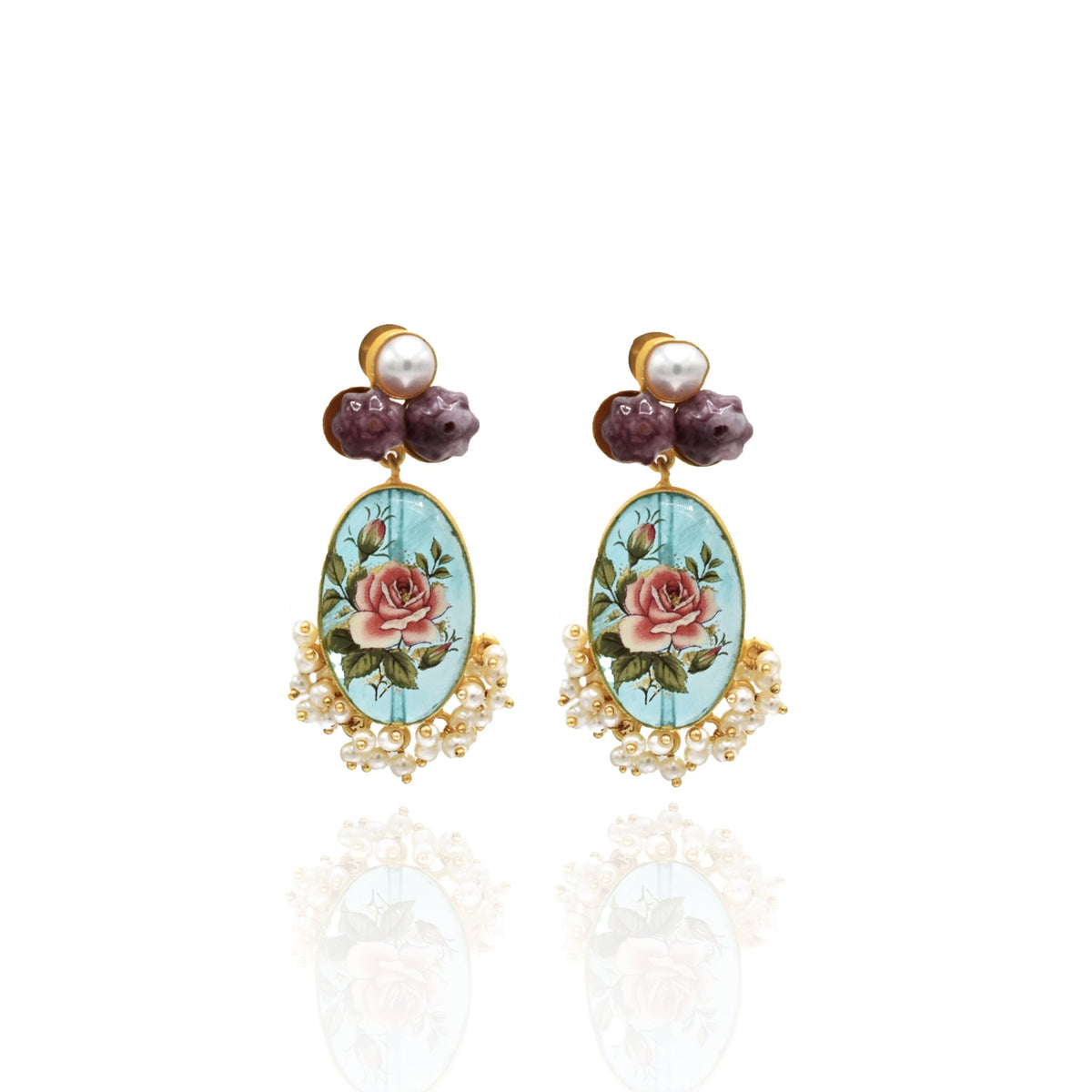 Eila Flower Stone Earrings - The pashm