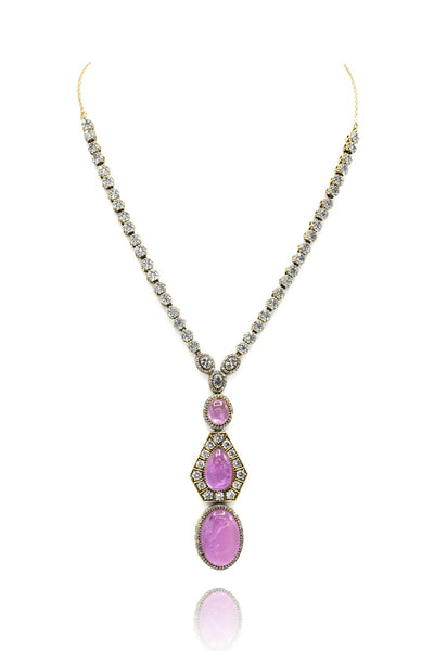 Binny Crystal Studded Pink Necklace - the Pashm