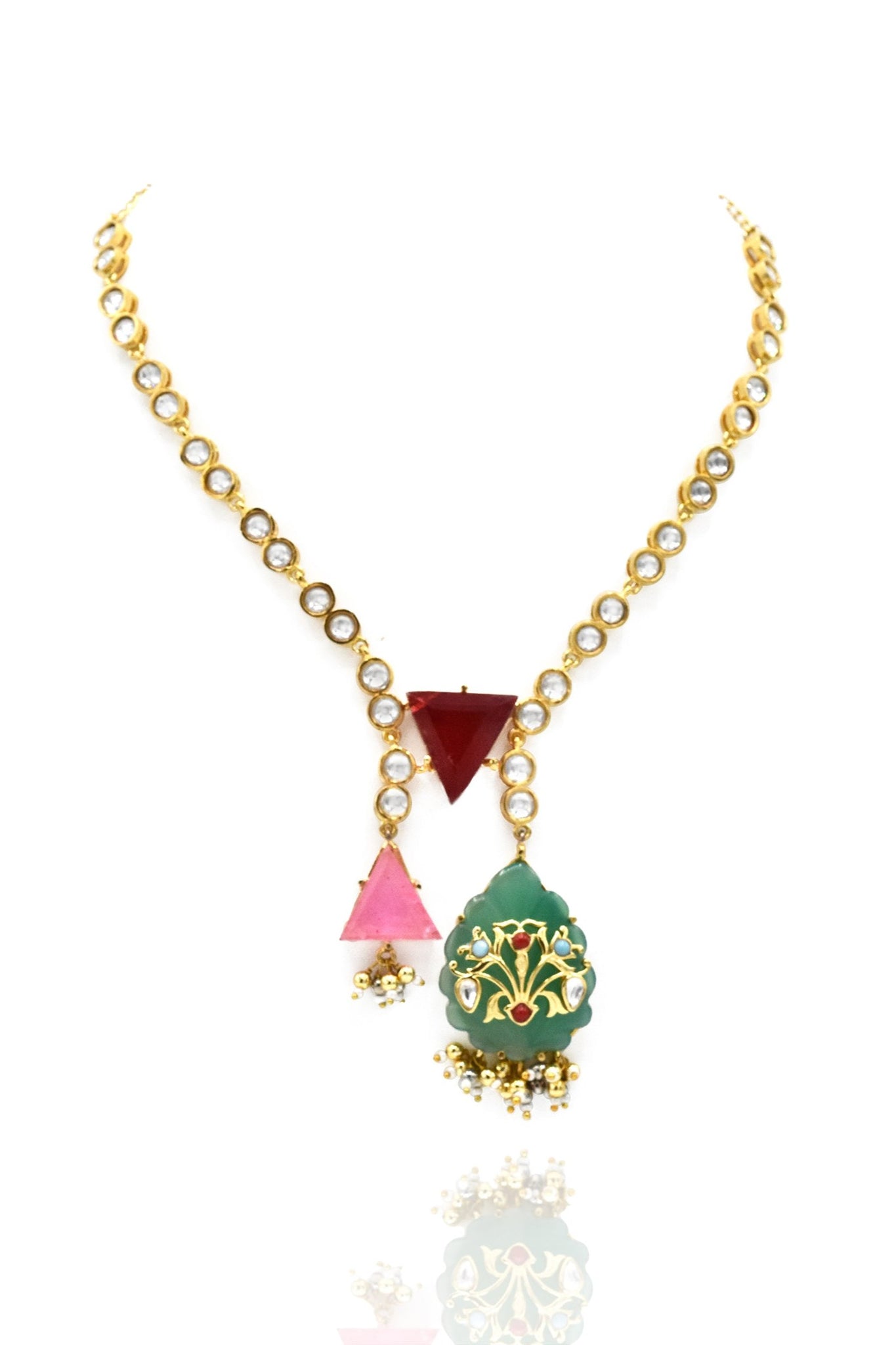 Aaditi Multi Stone Motif Necklace - The pashm