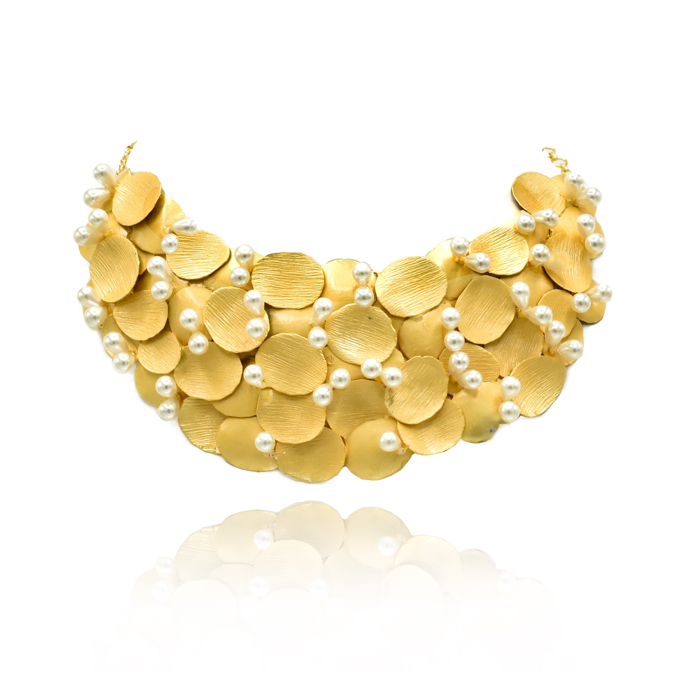 Aurelia Gold Petal & Pearl Couture Choker - The Pashm