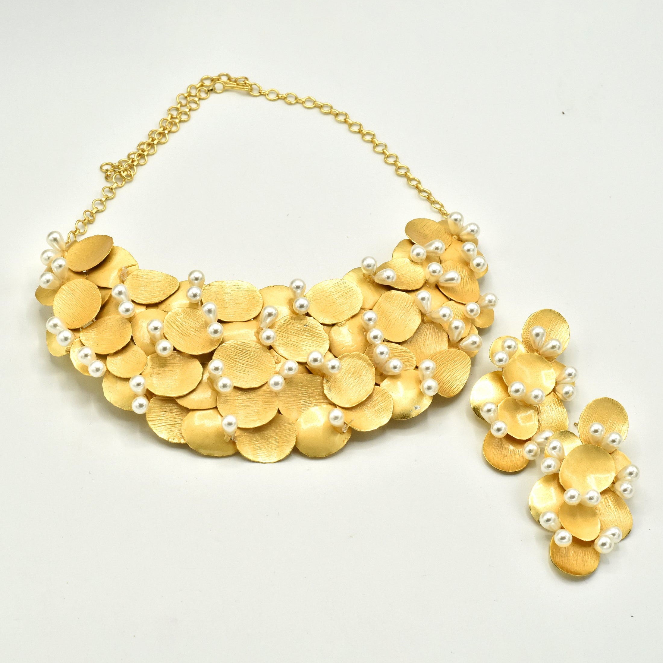 Aurelia Gold Petal & Pearl Couture Choker - The Pashm