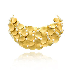 Aurelia Gold Petal & Pearl Couture Choker - The Pashm