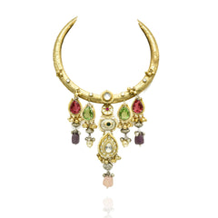 Tabitha Fusion Pachi Kundan Charms Hasli Necklace - The pashm