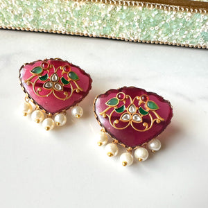 Uorfi Motif Earrings Red - The Pashm