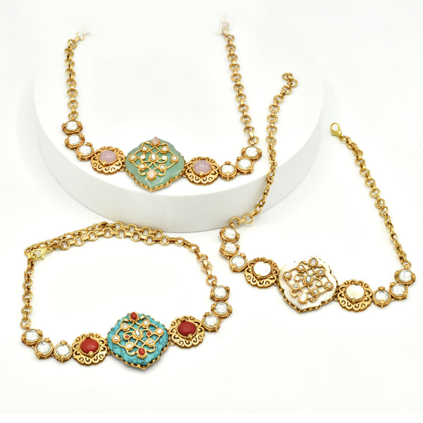 Dinah Fusion Choker Set Turquoise - The Pashm