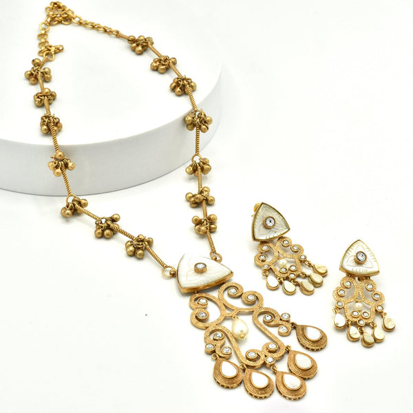 Gargi Tassel Pendant Set White - The Pashm