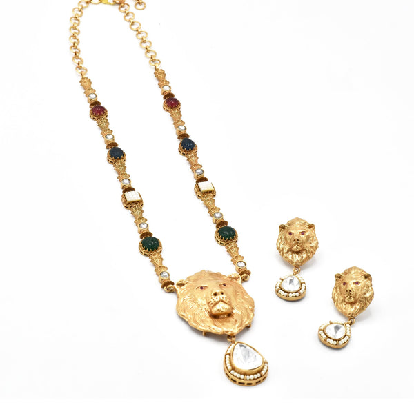 Zeeva Multicolor Lion Necklace Set - The Pashm