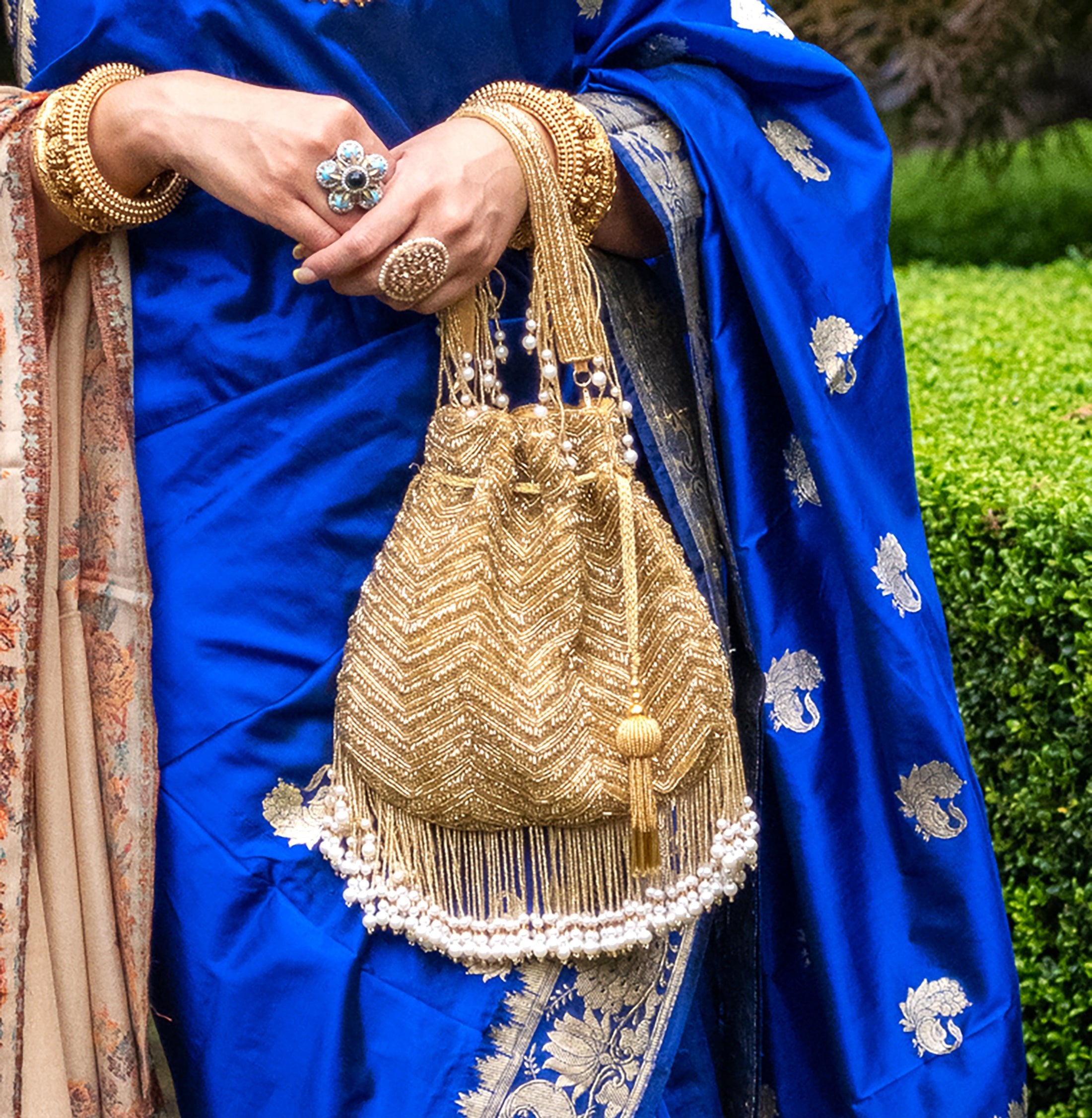 Gold Tasseled Bag - The Pashm