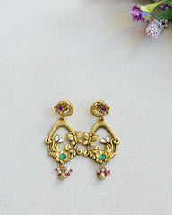 Dilnaar Antique Gold Floral Butterfly Earrings - The Pashm