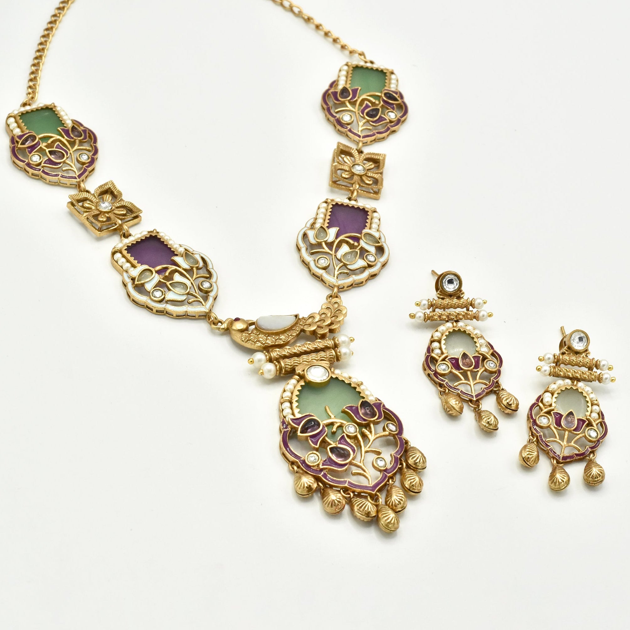 Afsana Enamel Bird Pendant Necklace - The Pashm