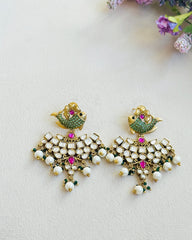 Aarzel Fish Motif Kundan Pearl Earrings - The pashm