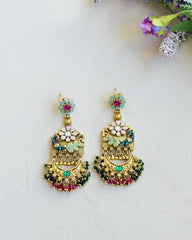 Devanshi Meenakari Floral Statement Earrings - The pashm