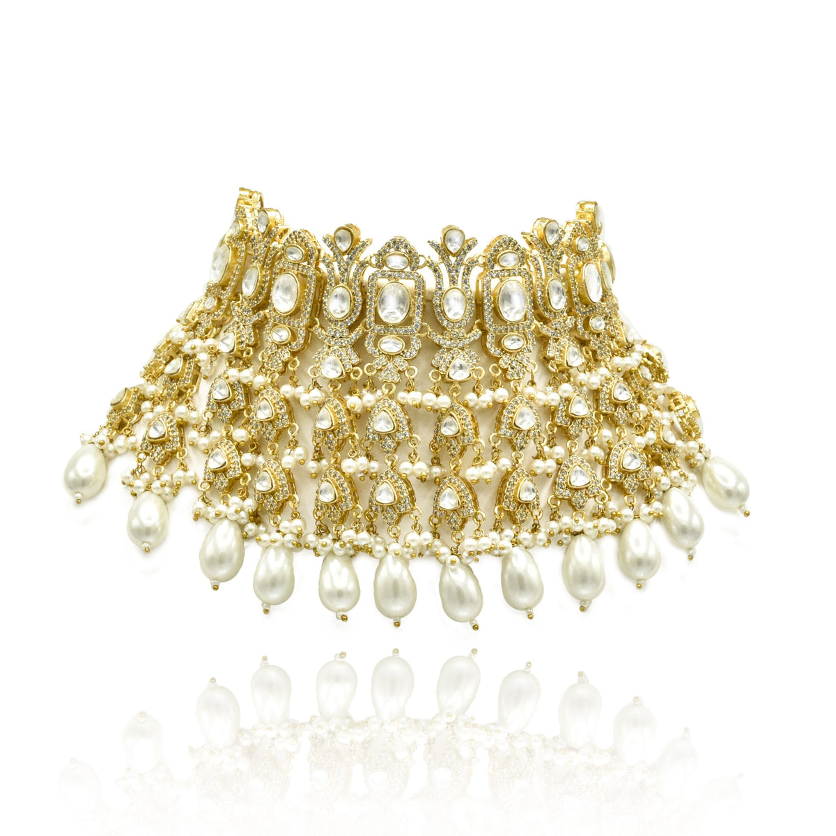 Sheeba Polki Pearl Tassel Bridal Choker - The Pashm