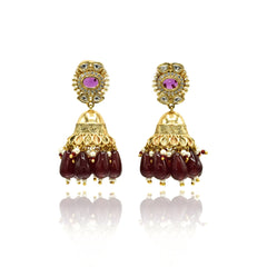 Ragini Gold Plated Red Drops Choker - The Pashm
