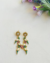 Deeza Triple Bird Motif Statement Earrings - The Pashm